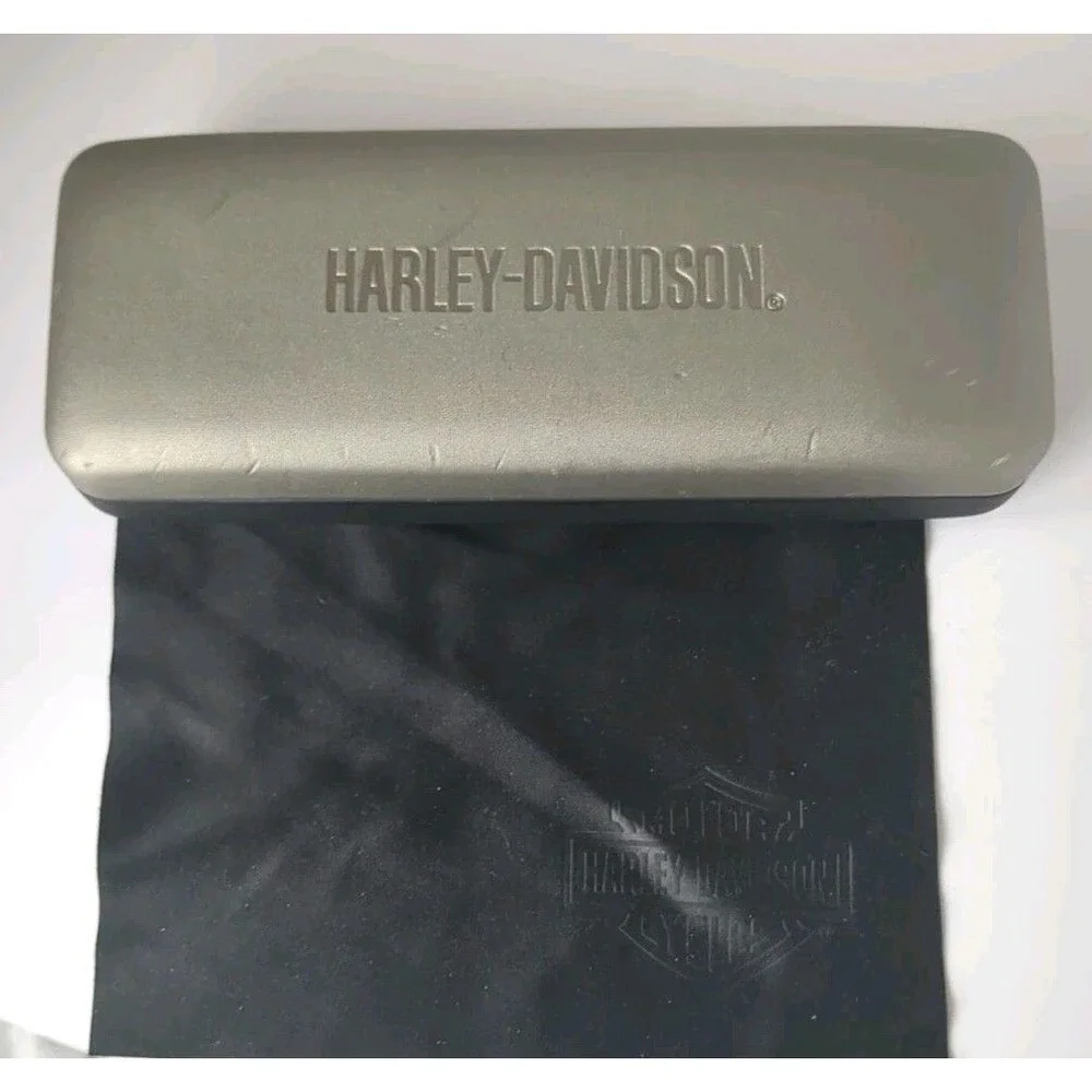 Harley Davidson Sunglasses Snap Case Gray/Black Hard Side Clamshell & Logo Cloth